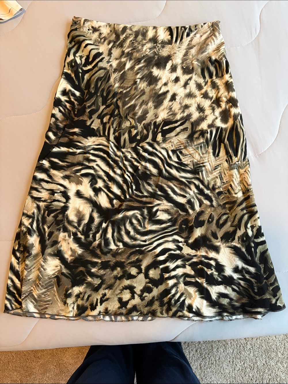 Karen Kane Animal-Print A-Line Skirt in Black and Tan